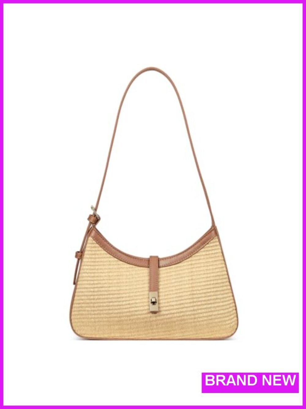 Straw Shoulder Bag with Adjustable Crossbody Strap Hobo Purse